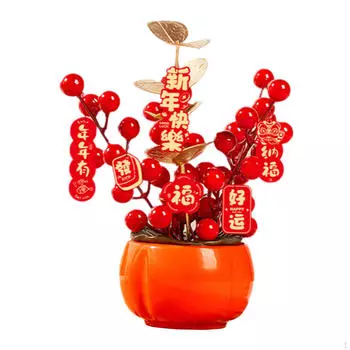 Chinese Lunar Year Decoration Artificial Flower Bouquet Fake Bucket Potted for Berry S