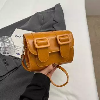 Chinese New Year Retro Cambridge Solid Color Simple Design Texture Shoulder Crossbody Women S Small Square Bag оранжевый