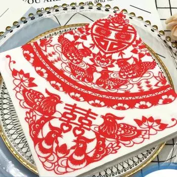 Китайские бумажные салфетки для вырезания радостных печатных изделий из бумаги, свадебные праздничные квадратные салфетки для лица 20 шт./упак. красный