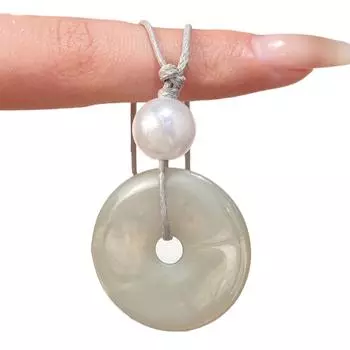 Chinese Peace Buckle Pendant Necklace Handmade Woven Rope Choker Necklace for Women Collarbone Chain Jewelry Gift серый