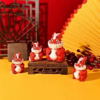 Chinese Red Dragon Figurine Resin Loong Figure Model Toy Statue Sculpture Desktop Decoration Ornament New Year Spring Festival Gift M