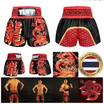 Chinese Red Dragon Muay Thai Tuff MMA Kickboxing Boxing Shorts Retro Vintage Pants Print 3D Microfiber Elastic Fight Martial Art Training Fitness Gym