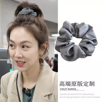 Chinese Restaurant Jiang Yan Same Style Flower Earrings Long Vacation Style Bohemia Tassel Earrings Fancy Ear Studs Summer Gray Satin hair ring