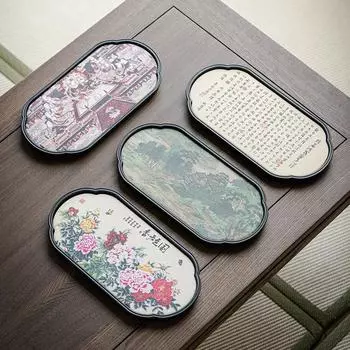 Китайский ретро-абсорбирующий поднос с сухим пузырьком, керамический поднос для чая, бытовой журнальный столик, журнальный столик, быстросохнущий чайный столик в стиле кунг-фу