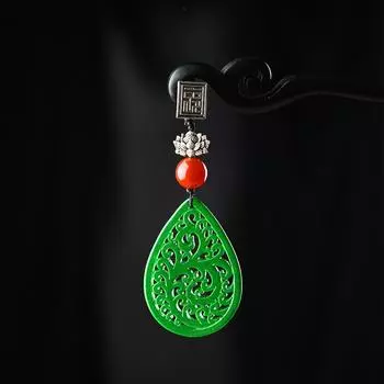 Chinese retro cheongsam button jade dry green pendant female classical temperament antique Hanfu pendant accessories