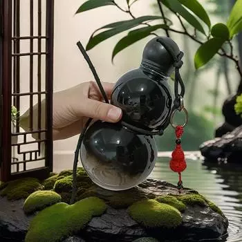 Chinese Retro Style Gourd Shape Water Bottle Large Capacity Plastic Wine Bottle Durable Kettle Sports Fitnes Gym Outdoor Bottle 701-800ml