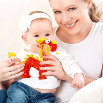 Chinese Stuffed Dragon New Year Festival Decorations Stuffed Simulated Dragon Mascot Plush Doll Home Ornaments Decoration One Size красный