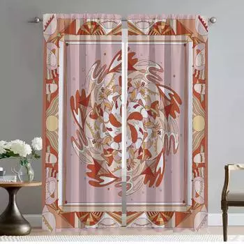 Chinese Style Anti-mosquito Curtains 2 Pieces Kitchen Curtains for Camera Living Room Curtain Partition Halloween Decoration W50xH70cmx2pcs-CL