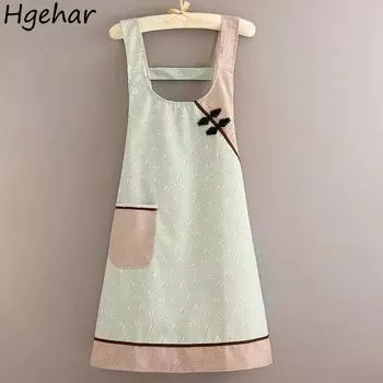 Фартуки в китайском стиле для женщин, грязеотталкивающие, противообрастающие, кухонные, дышащие, маслостойкие, для уборки дома, передник, новый OneSize