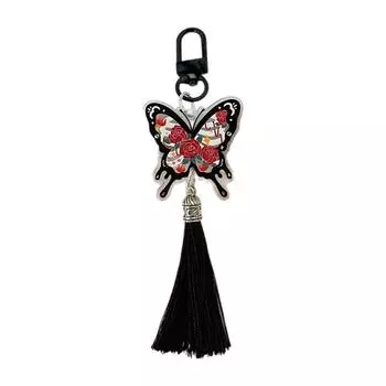 Chinese Style Butterfly Keychain Vintage Colorful Butterfly with Tassels Keyring Pendant Bag Charm Handbag Decoration чёрный