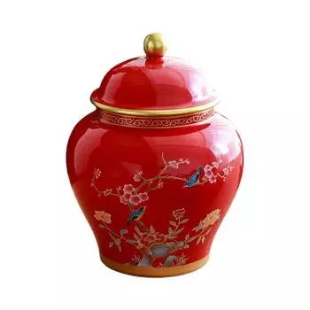 Chinese Style Ceramic Ginger Jar Decorative Ceramic Flower Vase Tea Storage