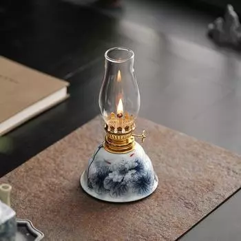 Chinese Style Crafts Decorative Accessories Butter Lamp DIY Ceramic Ghee Lamps Study Bedroom Decorations