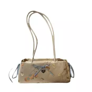 Chinese Style French Stick Handbag Cloth Underarm Bags Portable Bow Shoulder Bag Women Style A