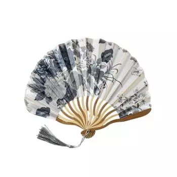 Chinese Style Handheld Fan Classical Tassel Folding Fan Silk Folding Fan Hanfu Accessories Grey-Style B