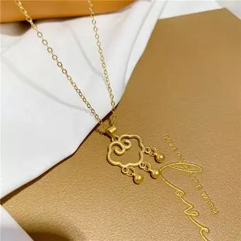 Chinese Style Longevity Lock Necklace Chinese Character Fu Lucky Clavicle Chain Decoration auspicious clouds