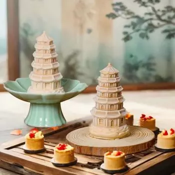 Chinese Style Longhua Tower Silicone Mold Simulation 3D Pudding Jelly Mold Non-stick Soft Soap Candle Mould