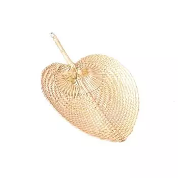 Chinese Style Palm Leaf Fan Bamboo Heart Shaped Fan Weave Crafts Hand-woven Fan Cooling Style 1