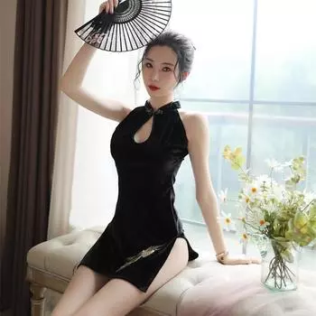 Китайский стиль Ципао Сексуальное нижнее белье Костюмы для косплея Униформа Эротическая мини-юбка Секс-игра Комплект короткого платья Ролевая игра Чонсам S