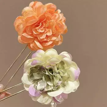 Chinese Style Simulation Flower Hair Stick Peonies Tassel Hair Clip Pearls Pendant Hairpin Women розовый