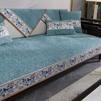Chinese Style Sofa Cushion Cotton Four Seasons Universal Fabric Non-slip Simple Double-sided Embroidery Nordic Towel Cover 70x70cm