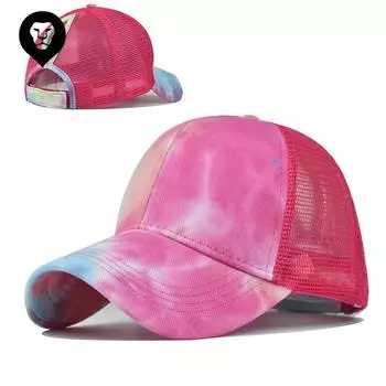 Chinese style tie-dye hat women s empty top hat sun protection visor ponytail hat baseball cap Adjustable