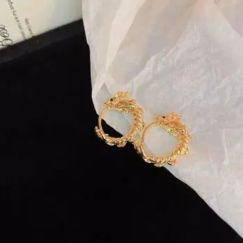 Chinese Style Zodiac Dragon Earrings Studs Jewelry Chinese Dragon Earrings Accessories