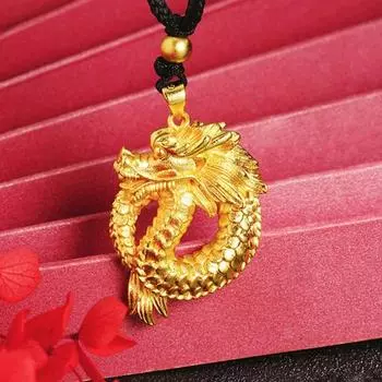 Chinese Style Zodiac Dragon Necklace Jewelry Gold Dragon Clavicle Chain Couple A