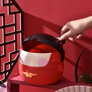 Китайская традиционная кукла, мини-мусорное ведро с крышкой, органайзер для хранения вещей для стола, мусорное ведро, корзина для мусора, бумага розовый