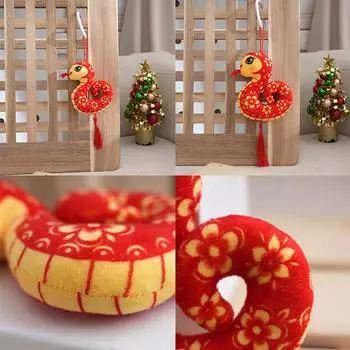 Chinese Traditional New Year Decorations Cute Zodiac Snake Pendant Cartoon Stuffed Doll Lucky Mascot Pendant Children Gifts A1