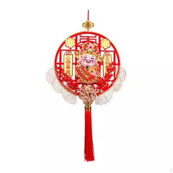 Chinese Year Hanging Decoration Charm Tassel Traditional Character Spring Festival Decor 38cmx78cm