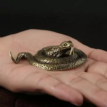 Chinese Year Snake Statue Desk Decoration Artwork Mini Animal Figurine for Desktop Tearoom