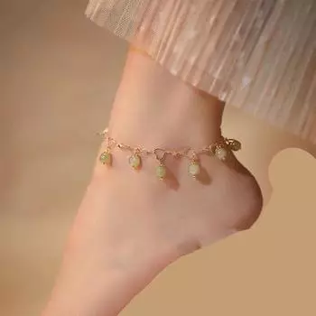 Chinoiserie Anklet Green Elegant Sandals b