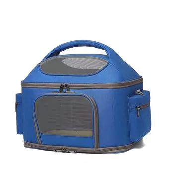 CHINSUKIDA Переноска для собак и кошек, сумка-переноска для домашних животных, большая и маленькая мягкая клетка для собак, складной коврик, в комплекте 3-сторонний приводной ящик, плечо для посещений больницы (синий) синий