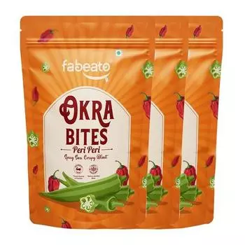 Чипсы из бамии Fabeato Peri Peri | Жареные в вакууме | Без глютена | Подходит для веганов | Без трансгенов | Овощные чипсы – (Упаковка 3 шт. по 30 г)