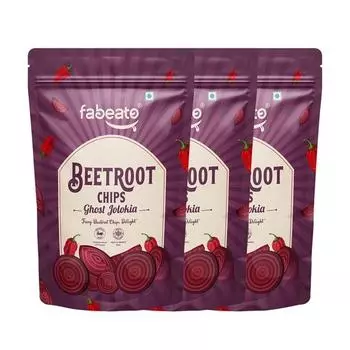 Чипсы из свеклы Fabeato Ghost Jolokia | Жареные в вакууме | Подходящая для веганов закуска | Не содержит трансгенов | Без искусственных ароматизаторов | Овощные чипсы – (Упаковка 3 шт. по 35 г)