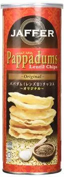 Чипсы Jaffer Papadum с оригинальным вкусом 60 г x 12 шт. (Чечевица)