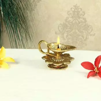 Чираг Дия в металле, античное золото золотистый