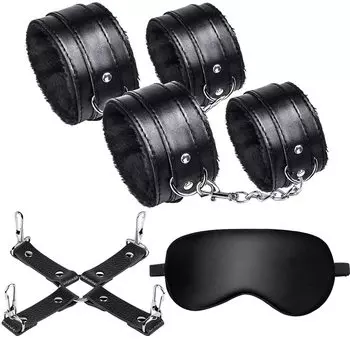 Chisafly SM Goods SM Foot Cross Eye Restraint SM Eliminate Ruts Set, Restraints, Handcuffs, Shackles, Shackles, Mask, 4-Piece Set, Handcuffs,