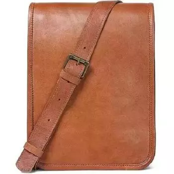 Чистая изысканная сумка из козьей кожи, мужская винтажная новая коричневая сумка через плечо лучшего качества из кожи коричневого цвета 11 x 9 x 3 in коричневый