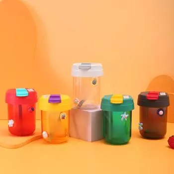 Чистая красная пластиковая чашка для воды с соломинкой, портативная чашка для питья для взрослых и детей, студентка, красивое милое тонное ведро 330ml зелёный