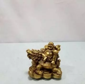 Чистая медь Маленькая черепаха-дракон СТАТУЯ Будды Украшения