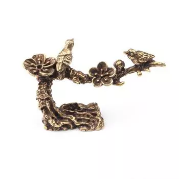 Чистая Медь Слива Счастливая Сорока Птица Миниатюрные Украшения Античная Латунь Статуэтка Кукушки Украшения Для Чайного Стола Декор Стола Ремесло