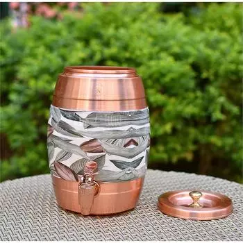 Чистая медная вода Matka - 5 л | с красивым принтом | Медный диспенсер для хранения воды с аюрведическими преимуществами для здоровья | для дома и офисов