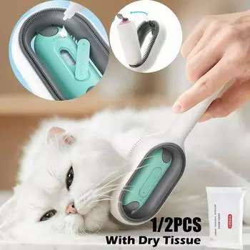 Чистая расческа для удаления шерсти у кошек и собак с салфетками, улучшенная щетка для домашних животных, аксессуары для котят, принадлежности для ухода за домашними кошками, новые
