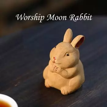 Чистая ручная работа, поклонение лунному кролику, фиолетовый песок, чай, чайный столик для домашних животных, маленькие украшения для сохранения здоровья One Size жёлтый