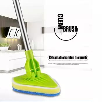 Чистая швабра, щетка, скруббер, телескопическая чистящая подушечка, губки для ванны, полировка стекла с ручкой 1 set