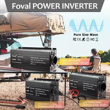Чистая синусоида постоянного тока от 12 В до 220 В 1500 Вт/2200 Вт/2600 Вт светодиодный вольтметр розетка европейского стандарта для кемпинга преобразователь питания 220 В инвертор мощности