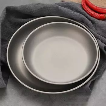 Чистая титановая пластина, посуда для кемпинга и пикника на открытом воздухе, тарелка из титанового сплава, паровая обеденная тарелка, бытовая посуда, антибактериальная титановая пластина с защитой от плесени S серебряный