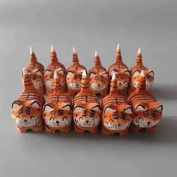 Чистая твердая деревянная резьба тигра, ручная работа, очаровательный лесной пейзаж, орнамент, украшение 1pc