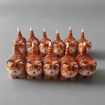 Чистая твердая деревянная резьба тигра, ручная работа, очаровательный лесной пейзаж, орнамент, украшение 1pc